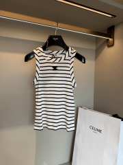 Uubags Celine triomphe tank top in striped silk jersey off white/ black - 1