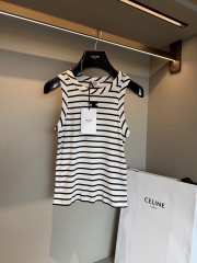Uubags Celine triomphe tank top in striped silk jersey off white/ black - 6
