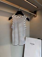 Uubags Celine triomphe tank top in striped silk jersey off white/ black - 5