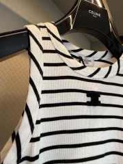Uubags Celine triomphe tank top in striped silk jersey off white/ black - 2