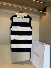 Uubags Dior Marinière Sweater Vest White and Navy Blue Openwork Cashmere Knit - 5