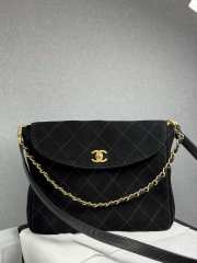 Uubags Chanel Black Suede Quilted Flap Bag 24x30x8cm - 1