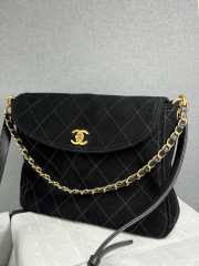 Uubags Chanel Black Suede Quilted Flap Bag 24x30x8cm - 6
