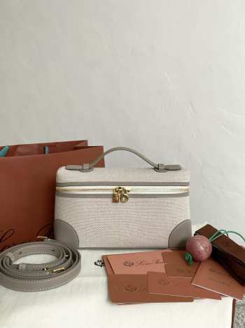 Uubags Loro Piana Extra Pocket L19 Cotton, Linen In Natural/Almond Tree/Sun Gold 11x19x6.5cm