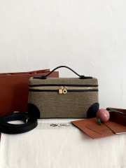 Uubags Loro Piana Extra Pocket L19 Cotton, Linen In Dark Grey/Black/Sun Gold 11x19x6.5cm - 1