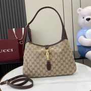 Uubags Gucci Jackie 1961 medium shoulder bag in sand and brown GG canvas 31.5x22x4cm - 1