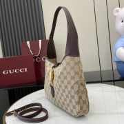 Uubags Gucci Jackie 1961 medium shoulder bag in sand and brown GG canvas 31.5x22x4cm - 5