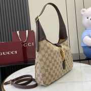 Uubags Gucci Jackie 1961 medium shoulder bag in sand and brown GG canvas 31.5x22x4cm - 4
