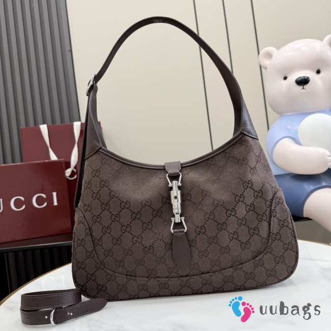 Uubags Gucci Jackie 1961 medium shoulder bag in dark brown GG canvas 31.5x22x4cm - 1