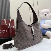Uubags Gucci Jackie 1961 medium shoulder bag in dark brown GG canvas 31.5x22x4cm - 6