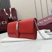 Uubags Gucci Jackie wallet on chain in red soft grainy leather 19x9x4cm - 3
