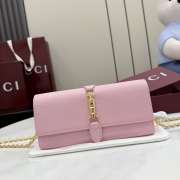 Uubags Gucci Jackie wallet on chain in pink soft grainy leather 19x9x4cm - 1