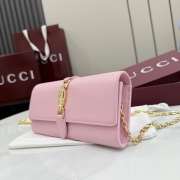 Uubags Gucci Jackie wallet on chain in pink soft grainy leather 19x9x4cm - 5