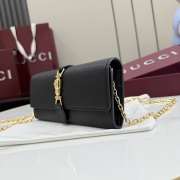 Uubags Gucci Jackie wallet on chain in black soft grainy leather 19x9x4cm - 6