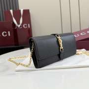 Uubags Gucci Jackie wallet on chain in black soft grainy leather 19x9x4cm - 4