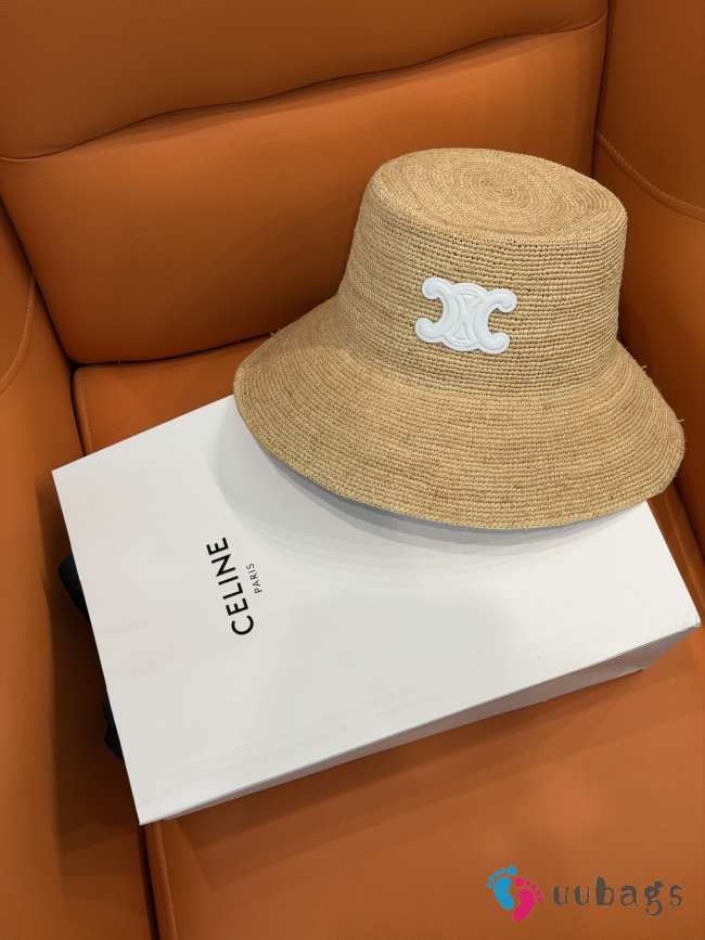 Uubags Celine Triomphe Bucket Hat Raffia In Honey/Cream  - 1