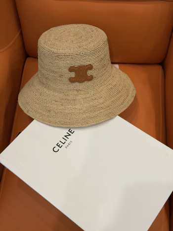 Uubags Celine Triomphe Bucket Hat Raffia In Honey/Brown