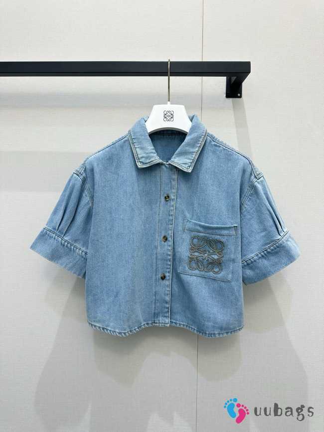 Uubags Loewe short sleeve shirt in washed blue denim   - 1