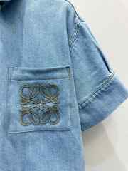 Uubags Loewe short sleeve shirt in washed blue denim   - 4