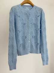 Uubags Dioriviera Embroidered Cardigan Blue Openwork Cotton Knit - 6