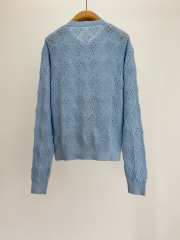 Uubags Dioriviera Embroidered Cardigan Blue Openwork Cotton Knit - 4