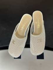 Uubags Chanrel Mules Mesh, Cotton, Lambskin In White  - 6