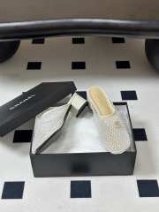 Uubags Chanrel Mules Mesh, Cotton, Lambskin In White  - 5