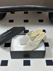 Uubags Chanrel Mules Mesh, Cotton, Lambskin In White  - 3