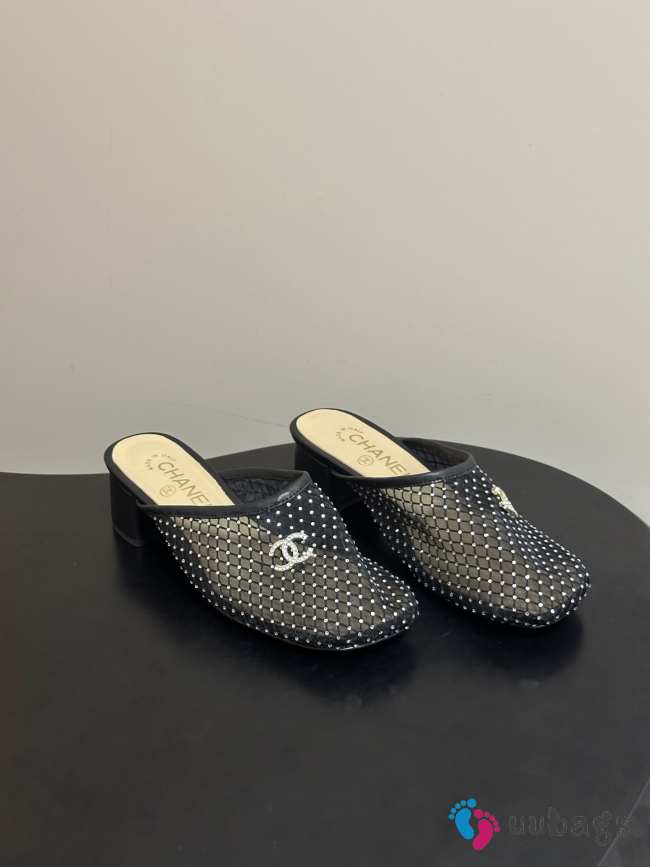 Uubags Chanrel Mules Mesh, Cotton, Lambskin In Black - 1