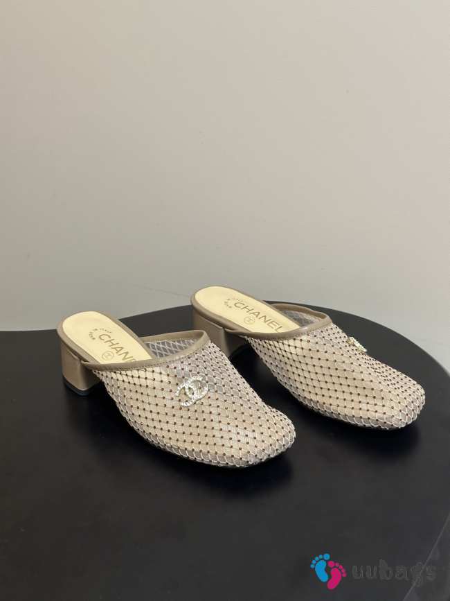 Uubags Chanrel Mules Mesh, Cotton, Lambskin In Beige - 1