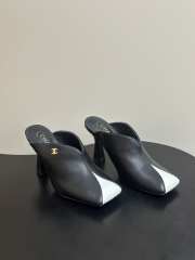 Uubags Chanrel Two-Tone Pointed Toe Mule Pumps In Black/White 9cm - 5