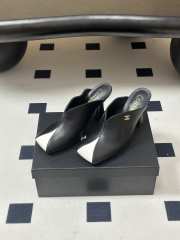 Uubags Chanrel Two-Tone Pointed Toe Mule Pumps In Black/White 9cm - 4