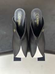 Uubags Chanrel Two-Tone Pointed Toe Mule Pumps In Black/White 9cm - 2