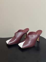Uubags Chanrel Two-Tone Pointed Toe Mule Pumps In Burgundy/White 9cm - 1
