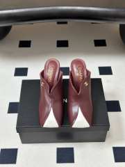Uubags Chanrel Two-Tone Pointed Toe Mule Pumps In Burgundy/White 9cm - 5