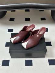 Uubags Chanrel Two-Tone Pointed Toe Mule Pumps In Burgundy/White 9cm - 6