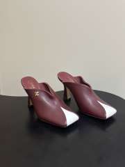 Uubags Chanrel Two-Tone Pointed Toe Mule Pumps In Burgundy/White 9cm - 4