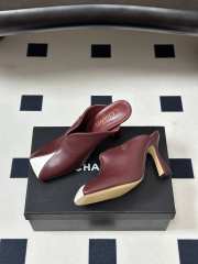 Uubags Chanrel Two-Tone Pointed Toe Mule Pumps In Burgundy/White 9cm - 3