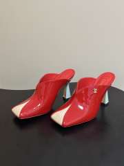 Uubags Chanrel Two-Tone Pointed Toe Mule Pumps In Red/Beige 9cm - 1