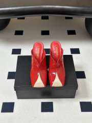 Uubags Chanrel Two-Tone Pointed Toe Mule Pumps In Red/Beige 9cm - 6