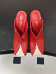 Uubags Chanrel Two-Tone Pointed Toe Mule Pumps In Red/Beige 9cm - 5