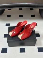 Uubags Chanrel Two-Tone Pointed Toe Mule Pumps In Red/Beige 9cm - 4