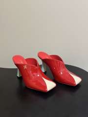 Uubags Chanrel Two-Tone Pointed Toe Mule Pumps In Red/Beige 9cm - 3