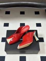Uubags Chanrel Two-Tone Pointed Toe Mule Pumps In Red/Beige 9cm - 2