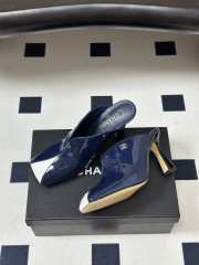 Uubags Chanrel Two-Tone Pointed Toe Mule Pumps In Blue/White 9cm - 6