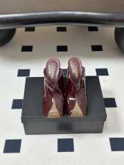 Uubags Chanrel Two-Tone Pointed Toe Mule Pumps In Burgundy/Beige 9cm - 6