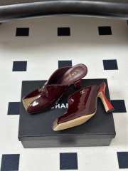 Uubags Chanrel Two-Tone Pointed Toe Mule Pumps In Burgundy/Beige 9cm - 5