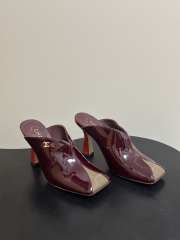 Uubags Chanrel Two-Tone Pointed Toe Mule Pumps In Burgundy/Beige 9cm - 4