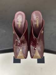 Uubags Chanrel Two-Tone Pointed Toe Mule Pumps In Burgundy/Beige 9cm - 3