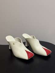 Uubags Chanrel Two-Tone Pointed Toe Mule Pumps In Red/White 9cm - 5